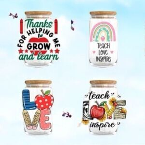 Set of 4 Colorful Teacher Appreciation drink iced coffee cups
4 pack